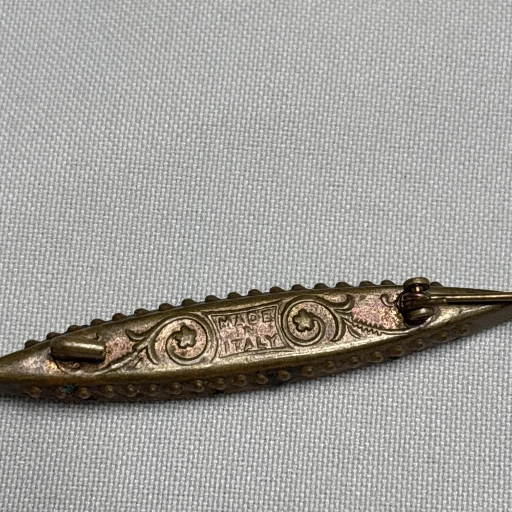 Vintage Venetian Grand Tour Micro Mosaic Flower Brooch Bar Pin